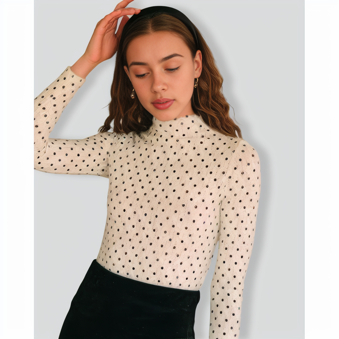 The Polka Dot Mock Neck Knit Top