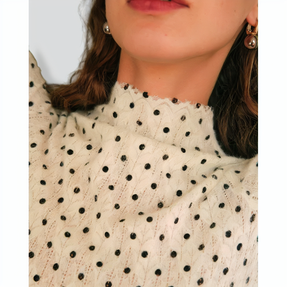 The Polka Dot Mock Neck Knit Top