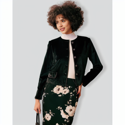 The Black Crew Neck Velvet Jacket