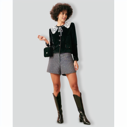 The Black Crew Neck Velvet Jacket