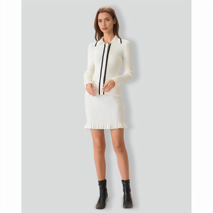 Women's Beige Contrasting Single-Breasted Cardigan