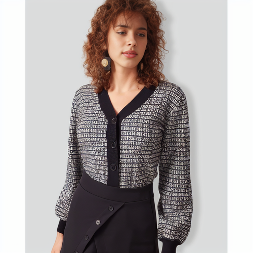 The Black Plaid Colorblock Knit Cardigan