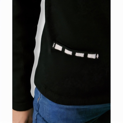 The Black Lapel Seam Colorblock Cardigan