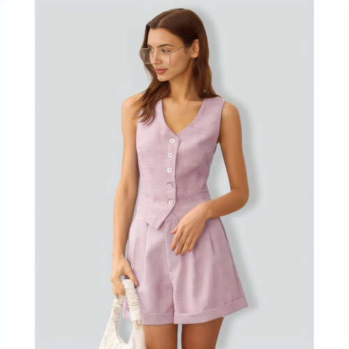 The Pink V-Neck Button Vest