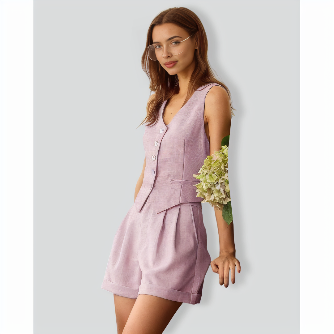The Pink V-Neck Button Vest