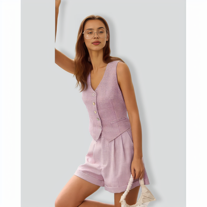 The Pink V-Neck Button Vest