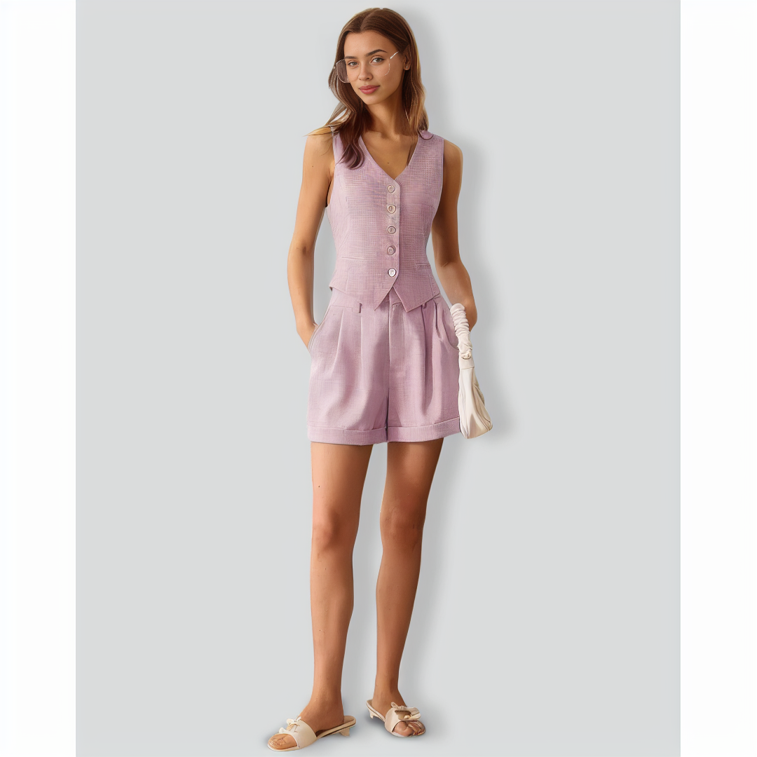 The Pink V-Neck Button Vest