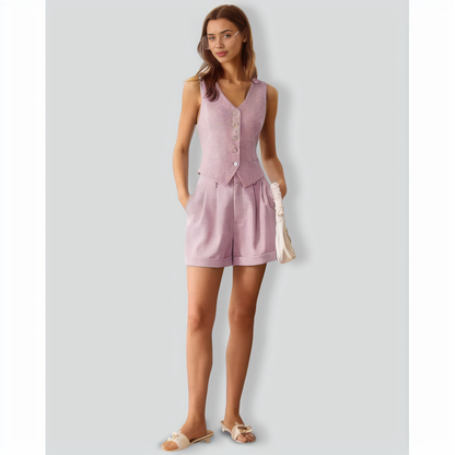 The Pink V-Neck Button Vest