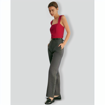 The Red Square Neck Jacquard Tank Top