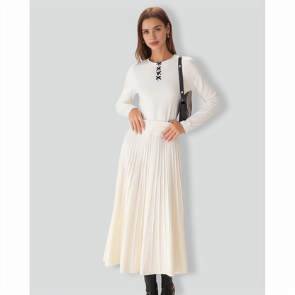 White Contrasting Bowknot Slim Tee