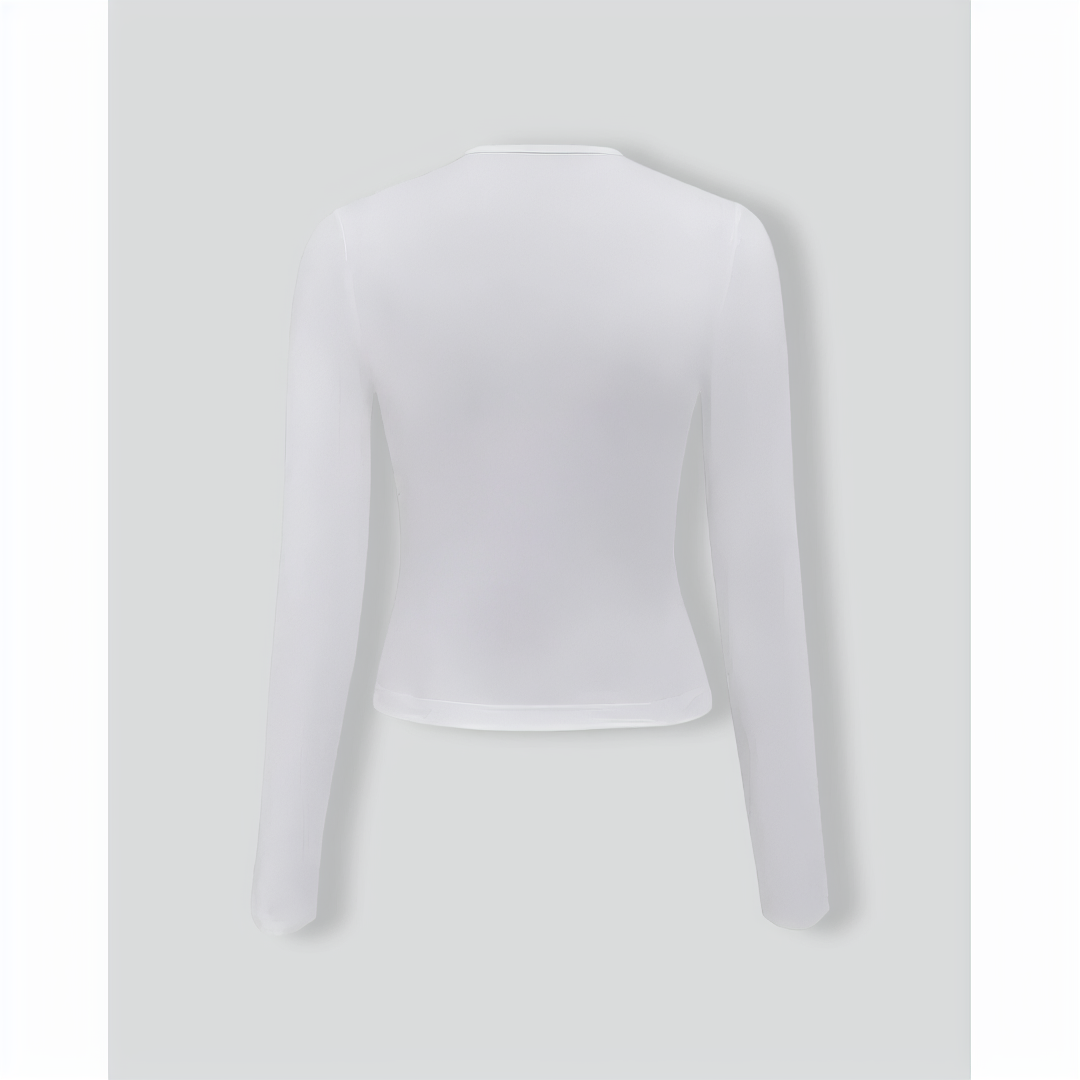 White Contrasting Bowknot Slim Tee