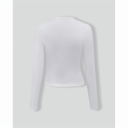 White Contrasting Bowknot Slim Tee