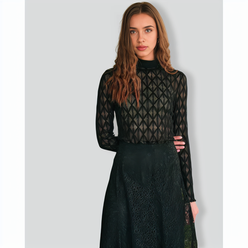 The Solid Sheer Mesh Long Sleeve Tee