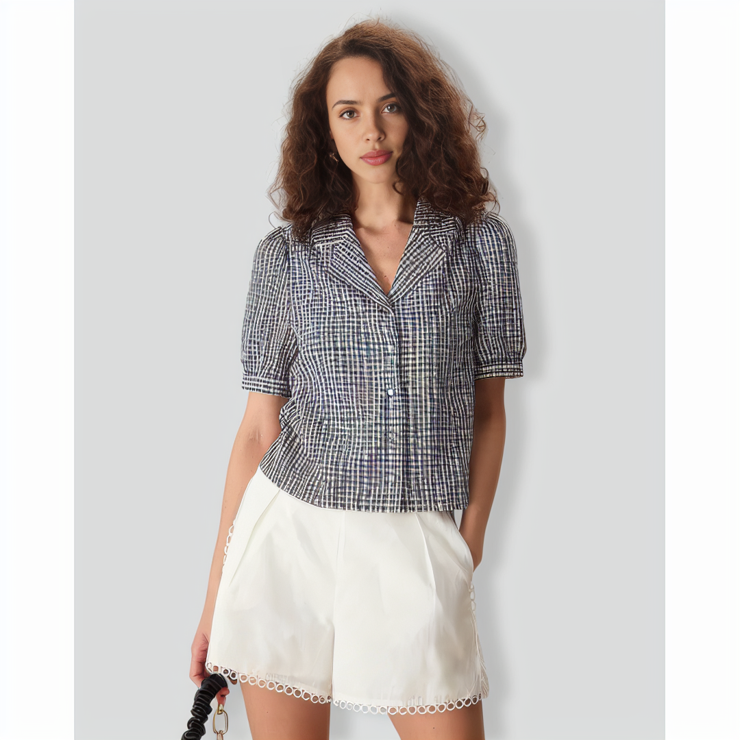 The Black Lapel Plaid Button Shirt