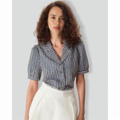 The Black Lapel Plaid Button Shirt