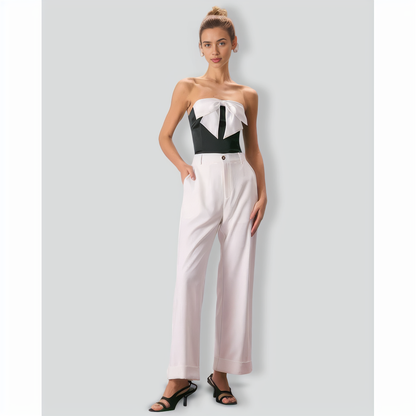 The Black Bowknot Satin Tube Tank Top