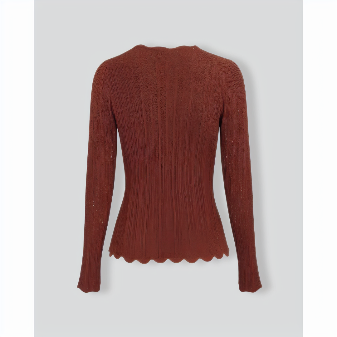Women's Brown Round Neck Slim Sweater