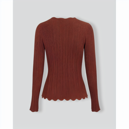 Women's Brown Round Neck Slim Sweater