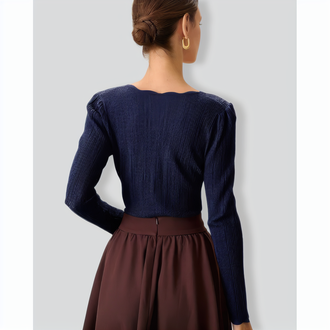 Navy Round Neck Slim Sweater