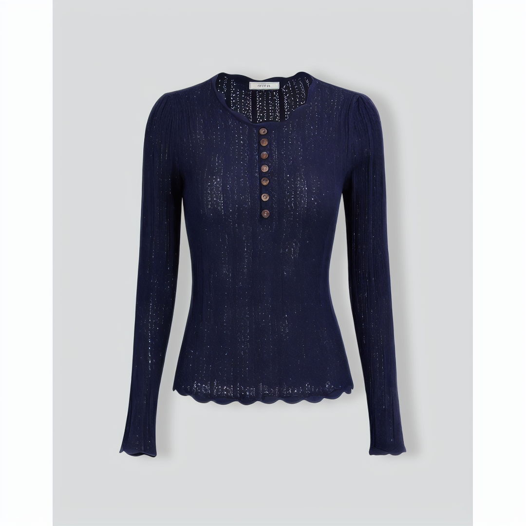 Navy Round Neck Slim Sweater