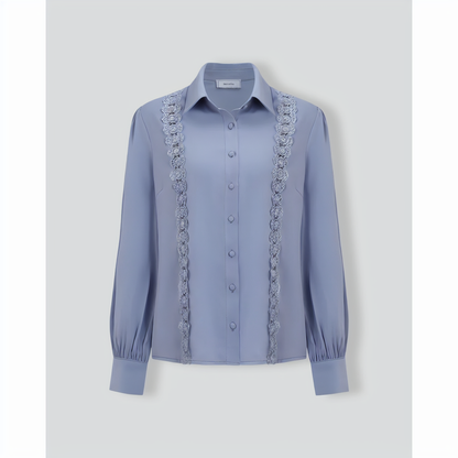 Women's Blue Lace Trim Shirt