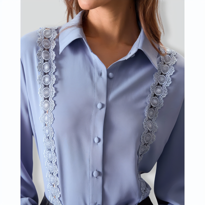 Women's Blue Lace Trim Shirt