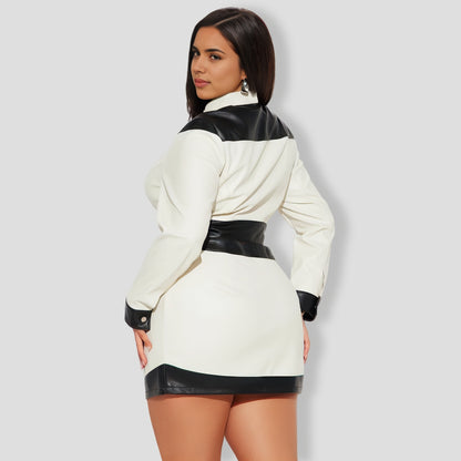 Faux Leather Mini Skirt Set