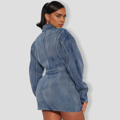 Medium Wash Denim Skirt Set