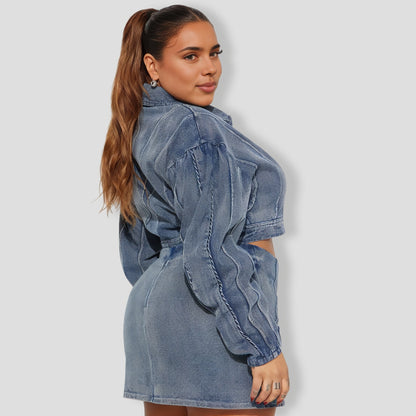 Medium Wash Denim Skirt Set