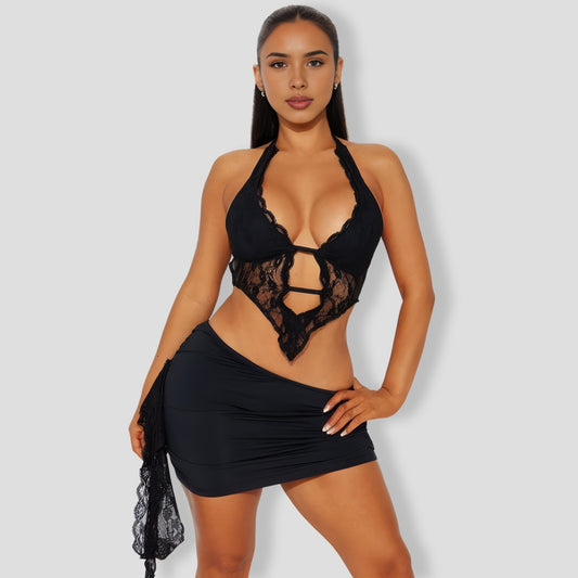 Ysabel Lace Mini Skirt Set