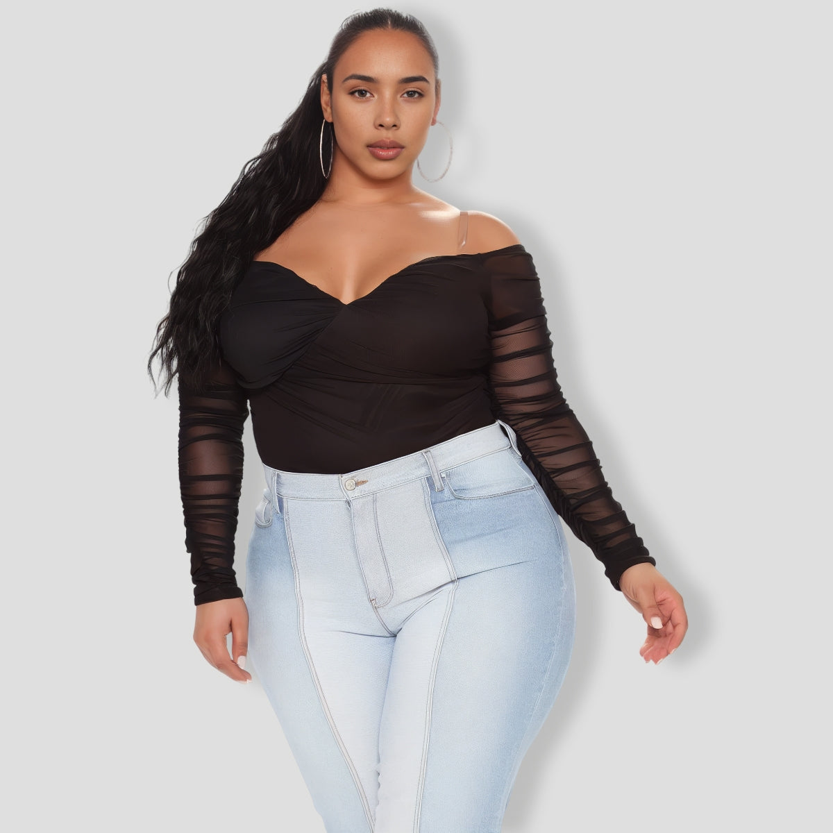 A Hot Mesh Bodysuit - Black