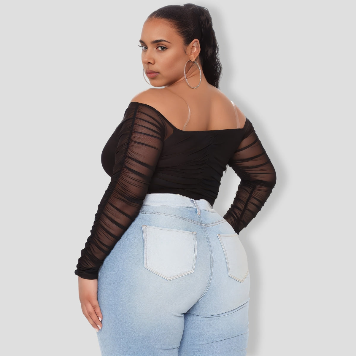 A Hot Mesh Bodysuit - Black