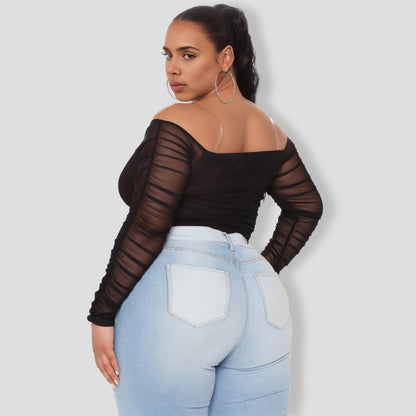 A Hot Mesh Bodysuit - Black