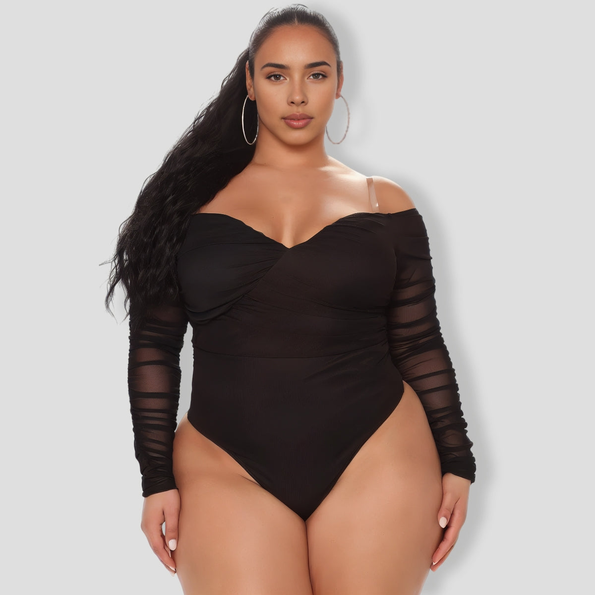 A Hot Mesh Bodysuit - Black