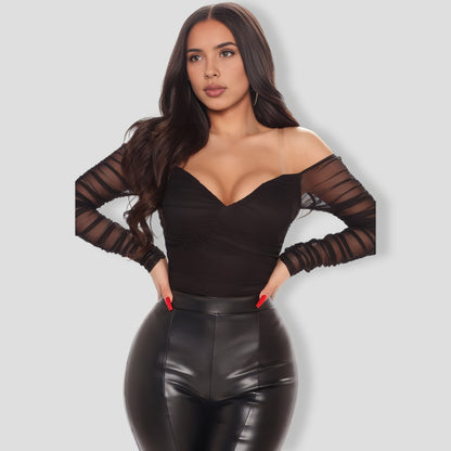 A Hot Mesh Bodysuit - Black