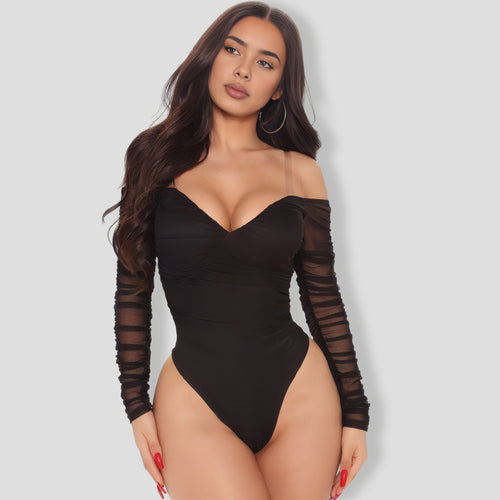 A Hot Mesh Bodysuit - Black