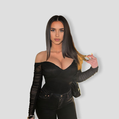 A Hot Mesh Bodysuit - Black