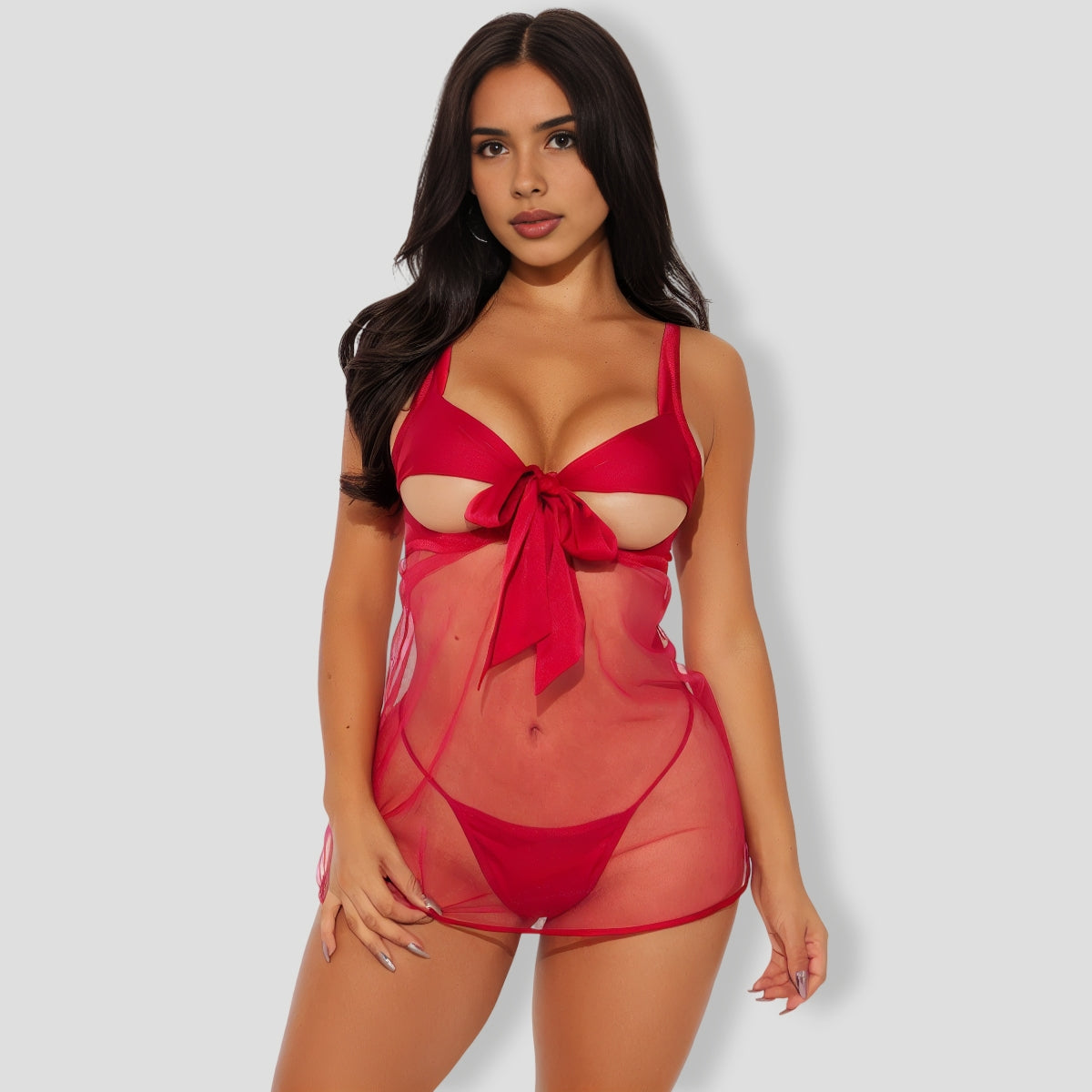 Red Bow Tie Front Baby doll