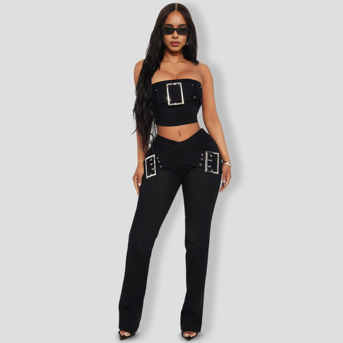 Black Denim Pants Set