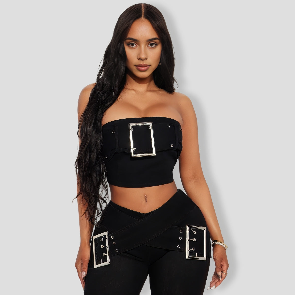 Black Denim Pants Set