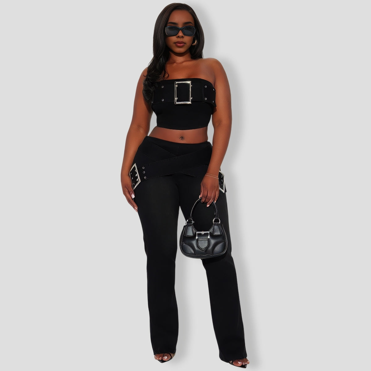 Black Denim Pants Set
