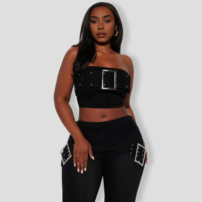 Black Denim Pants Set