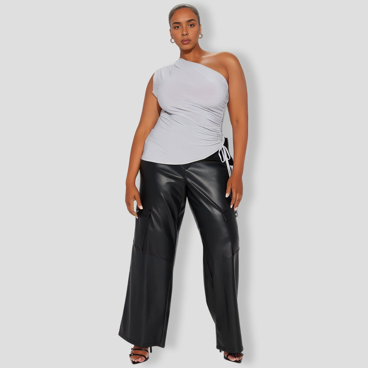 Grey One Shoulder Top