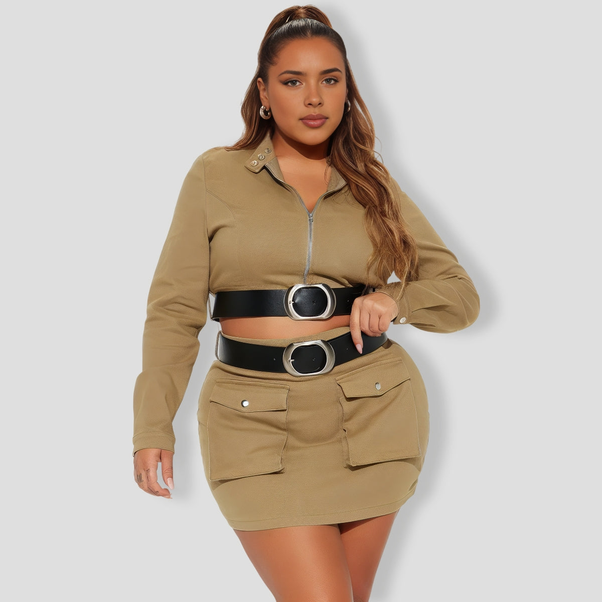 all Me Belted Skirt Set