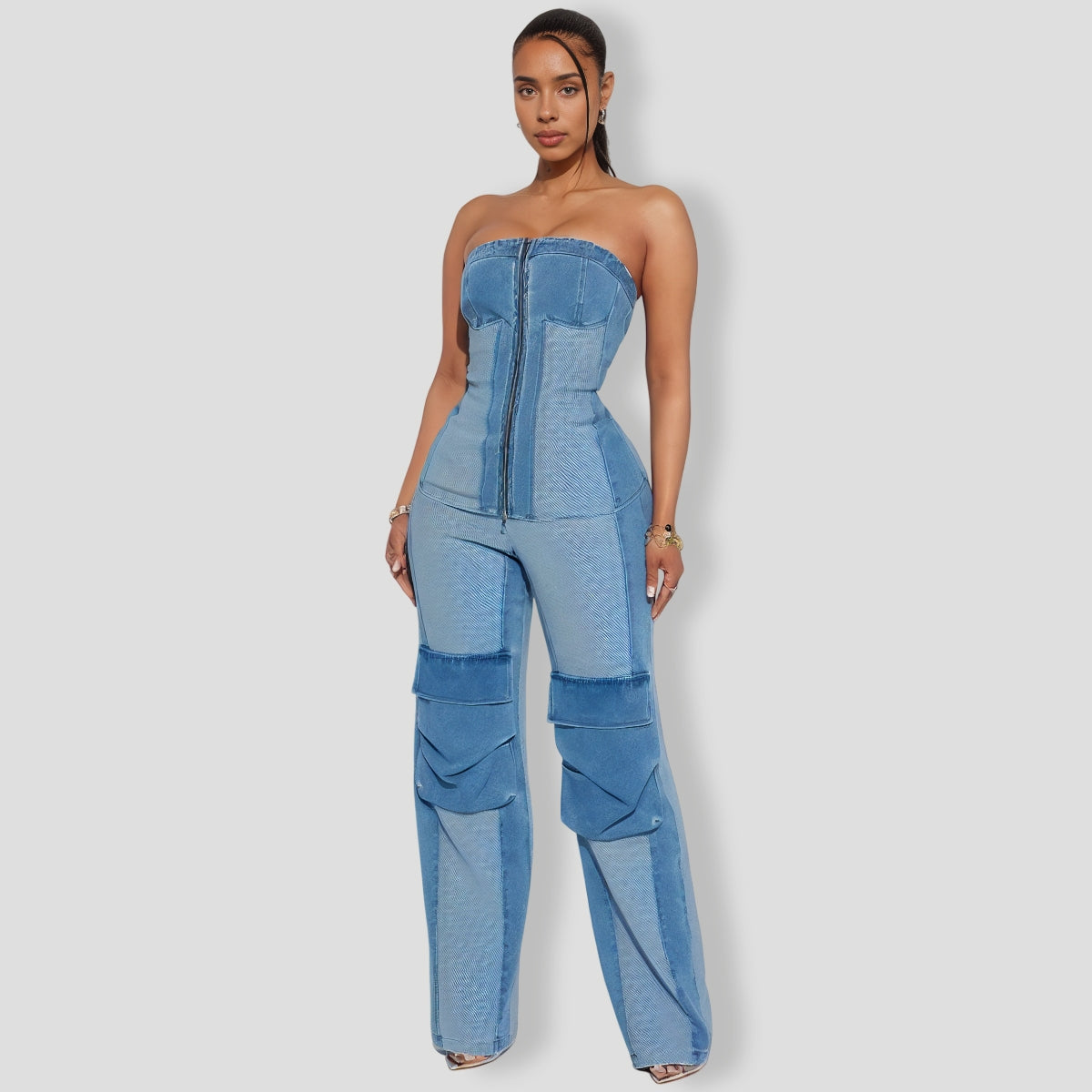 Falling Deep Denim Pant Set