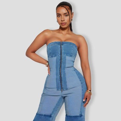 Falling Deep Denim Pant Set