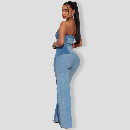 Falling Deep Denim Pant Set