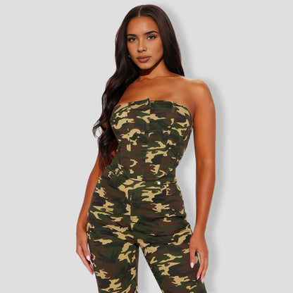 Camo Babe Flare Leg Pant Set