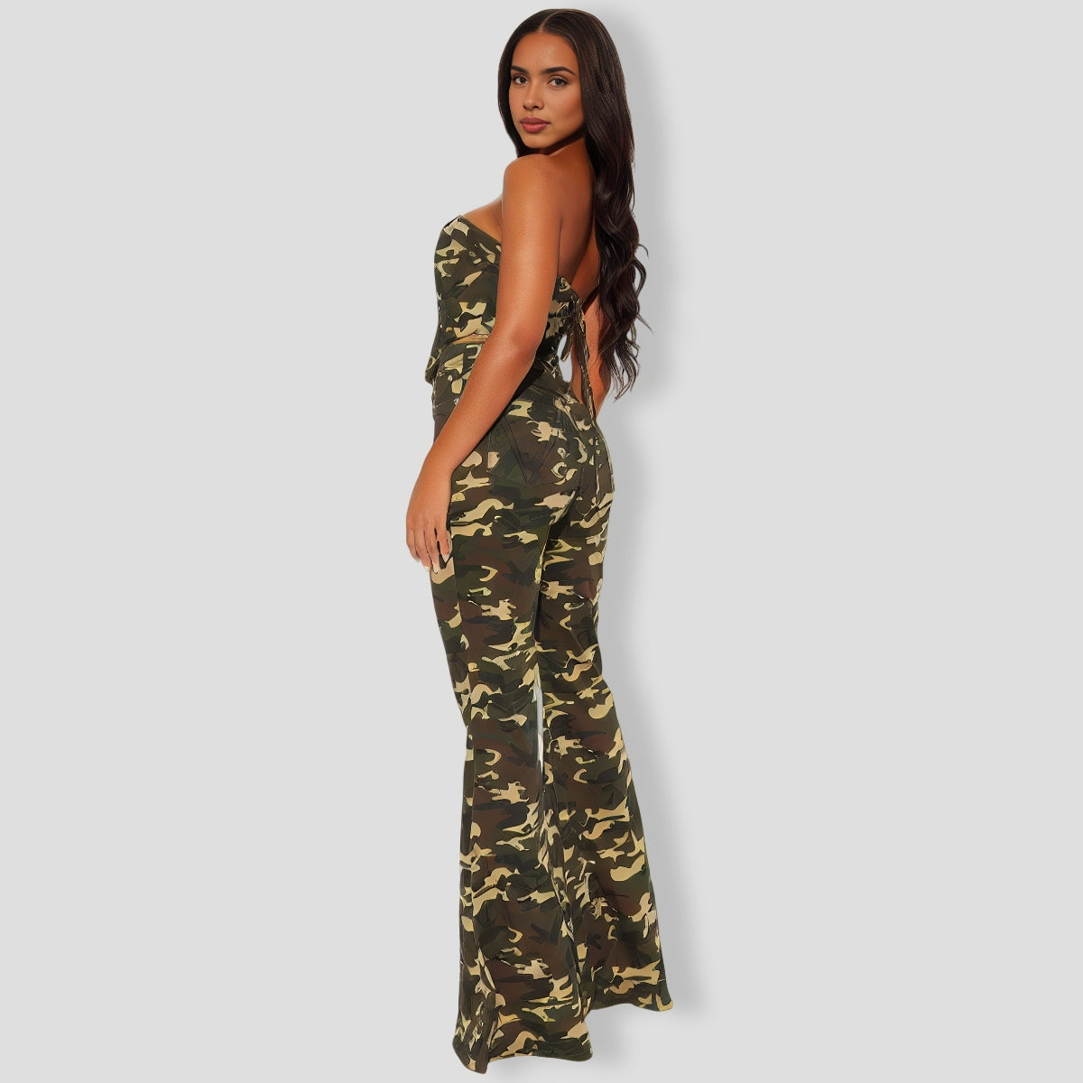 Camo Babe Flare Leg Pant Set