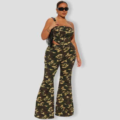 Camo Babe Flare Leg Pant Set
